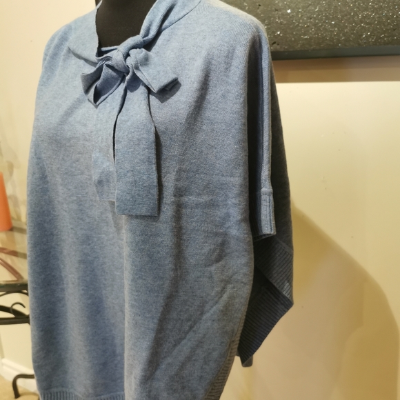 Talbots Tie Neck Poncho FRENCH IRIS HEATHER - Picture 9 of 9